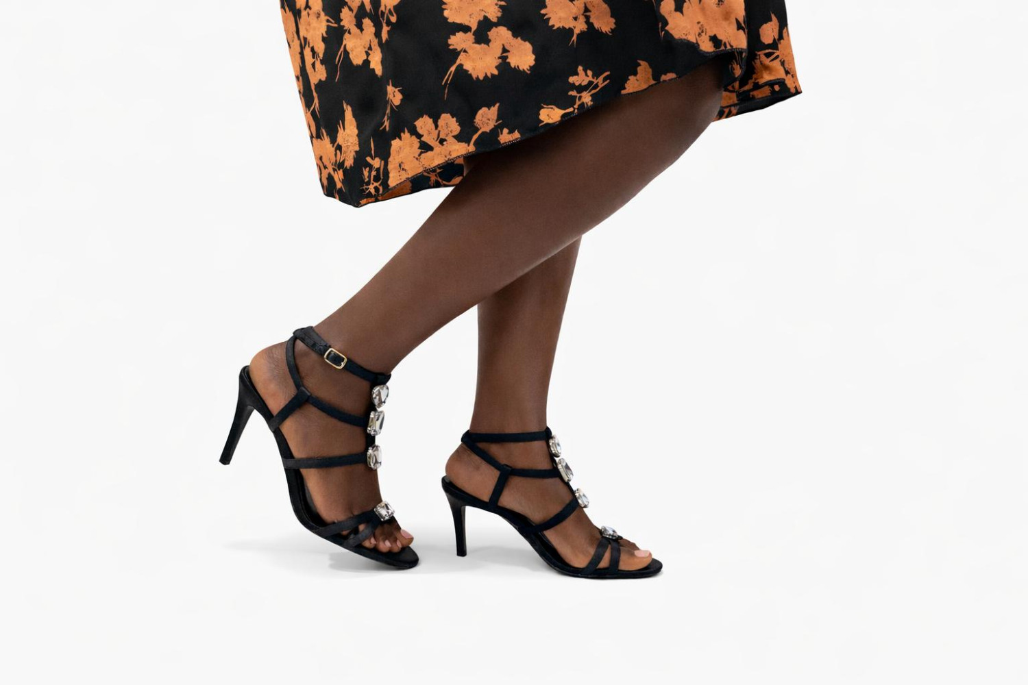 Sergio Rossi Women’s Black Rhinestone Strappy Heeled shoes