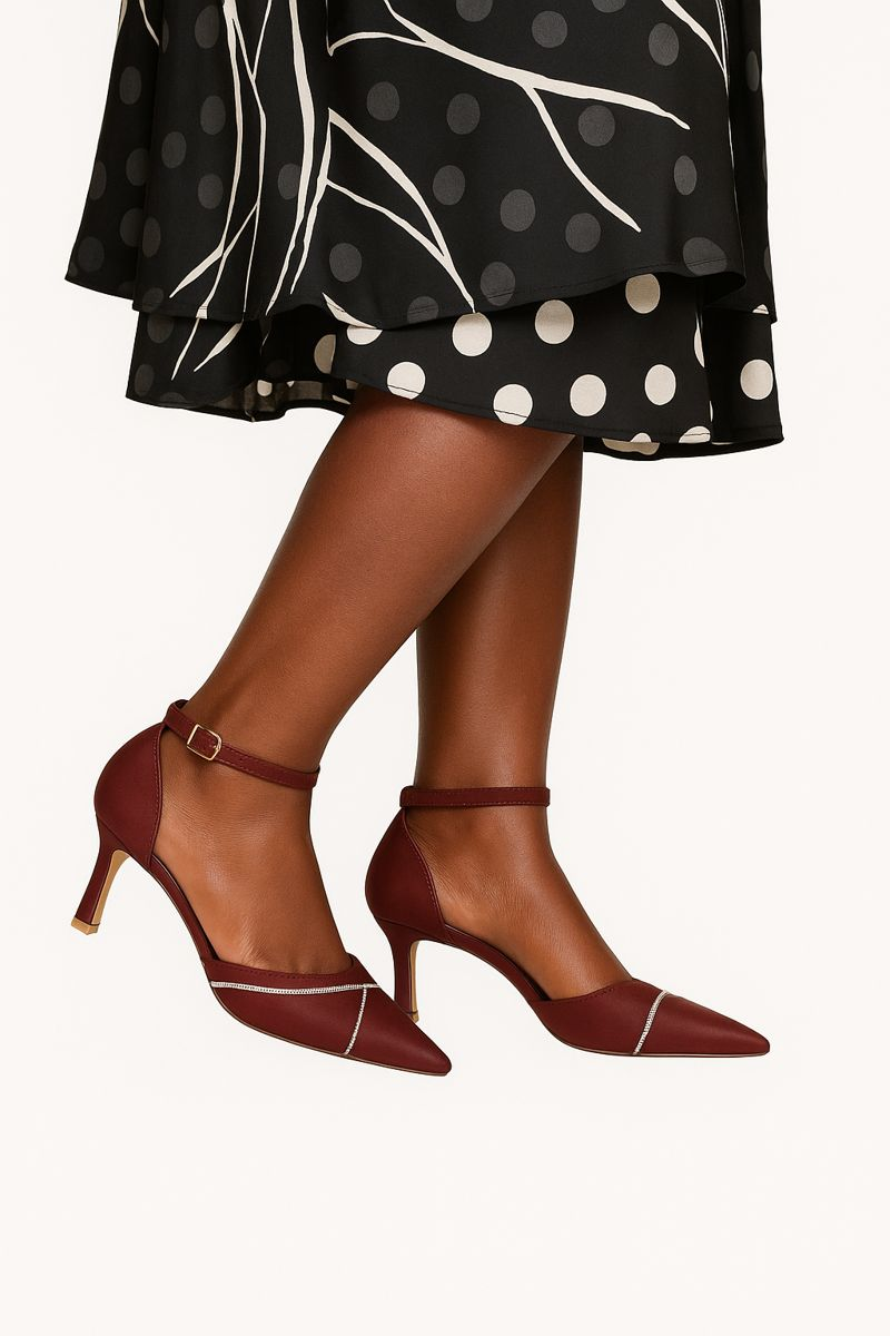 High heeled Burgundy ladies shoe